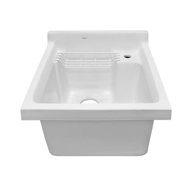 Vitreous Single Bowl, Drop-in Sink with Wire Basket and Off Center Drain Location