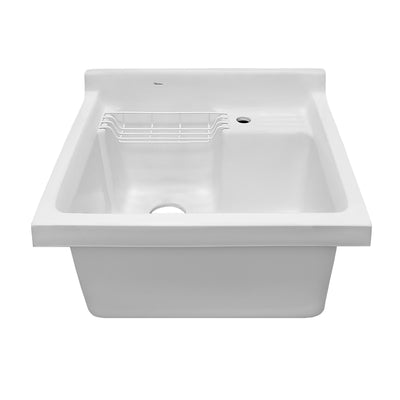 Vitreous Single Bowl, Drop-in Sink with Wire Basket and Off Center Drain Location