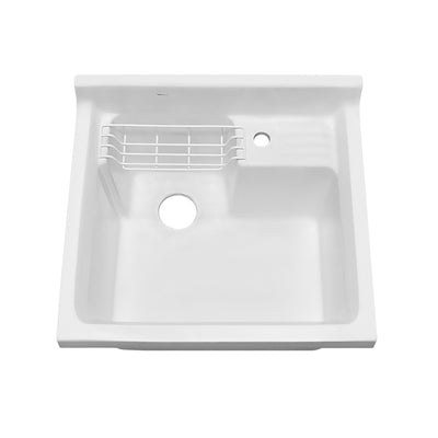 Vitreous Single Bowl, Drop-in Sink with Wire Basket and Off Center Drain Location