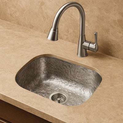 14" Rectangular Undermount Entertainment/Prep Sink with a Hammered Texture Surface