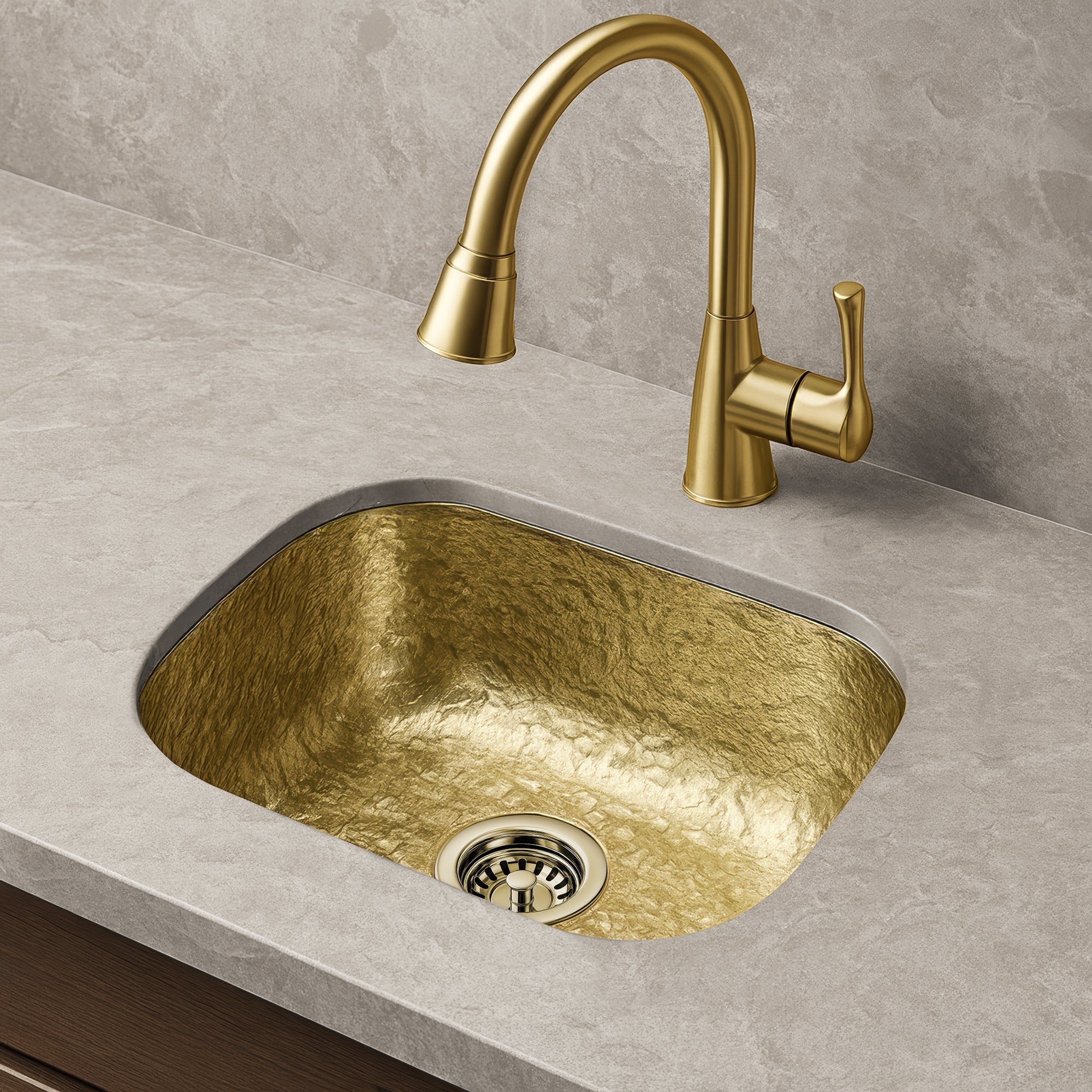 14" Rectangular Undermount Entertainment/Prep Sink with a Hammered Texture Surface