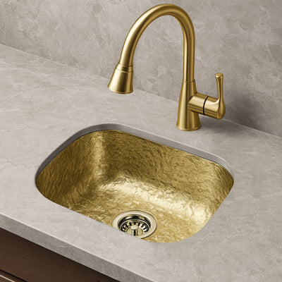 14" Rectangular Undermount Entertainment/Prep Sink with a Hammered Texture Surface