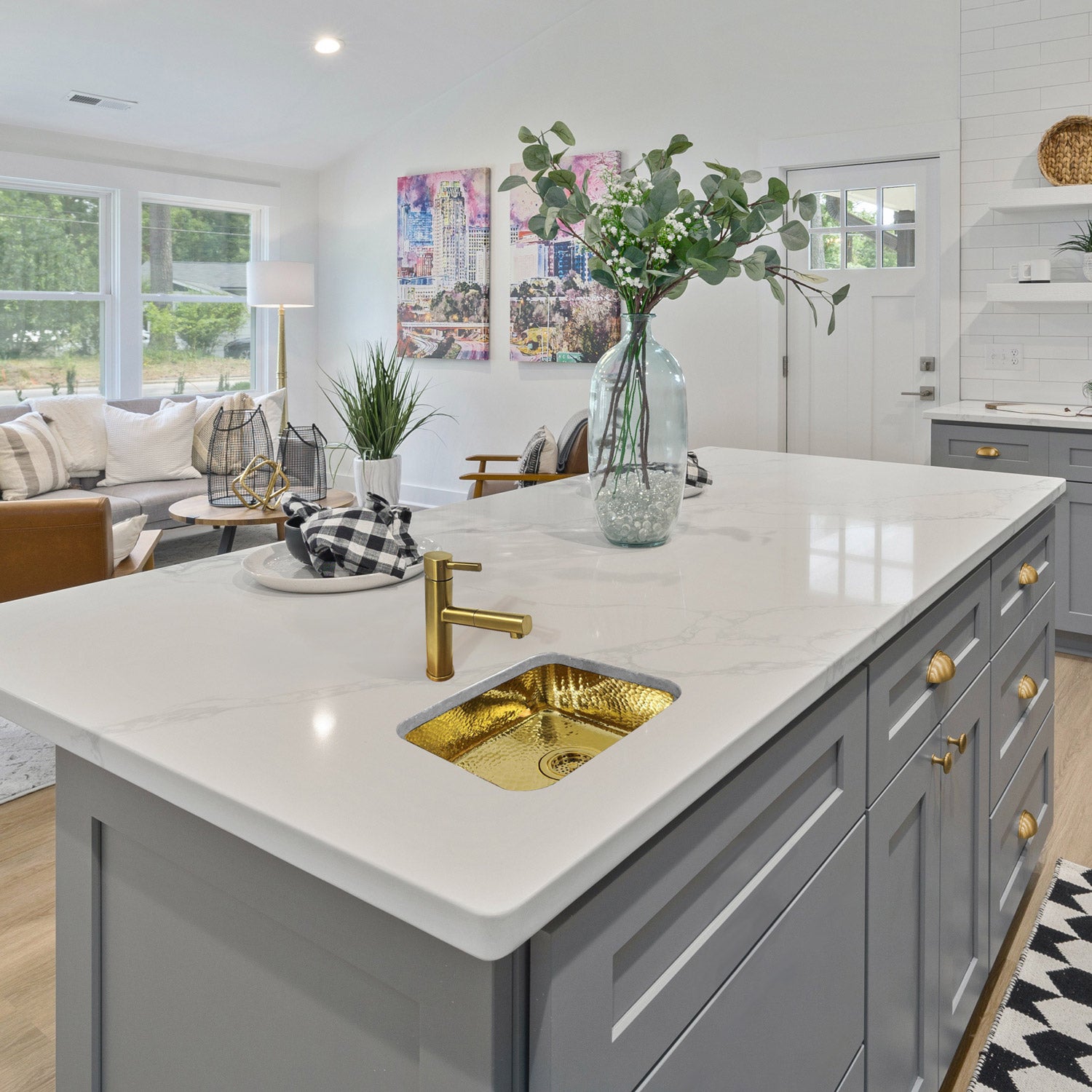 14" Rectangular Undermount Entertainment/Prep Sink with a Hammered Texture Surface