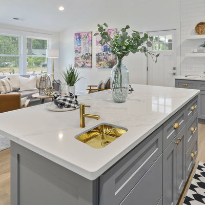 14" Rectangular Undermount Entertainment/Prep Sink with a Hammered Texture Surface