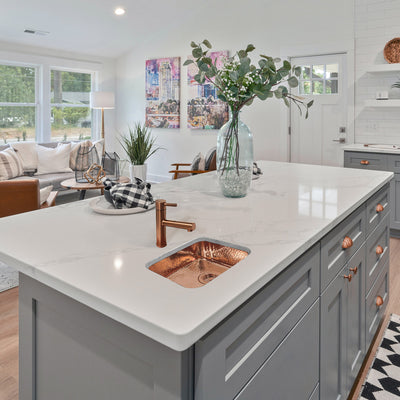 14" Rectangular Undermount Entertainment/Prep Sink with a Hammered Texture Surface