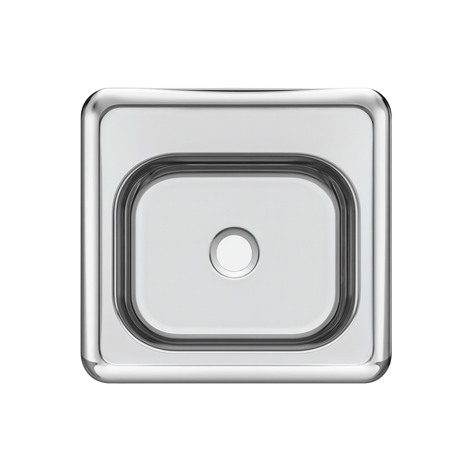 15" Square Stainless Steel Drop-In Entertainment/ Prep Sink With Polished Bowl
