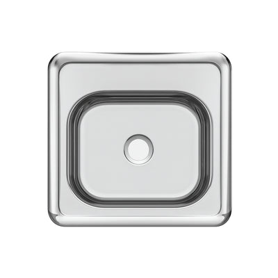 15" Square Stainless Steel Drop-In Entertainment/ Prep Sink With Polished Bowl