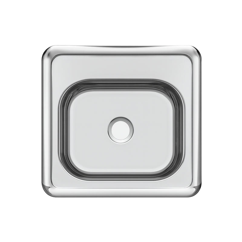 15" Square Stainless Steel Drop-In Entertainment/ Prep Sink With Polished Bowl