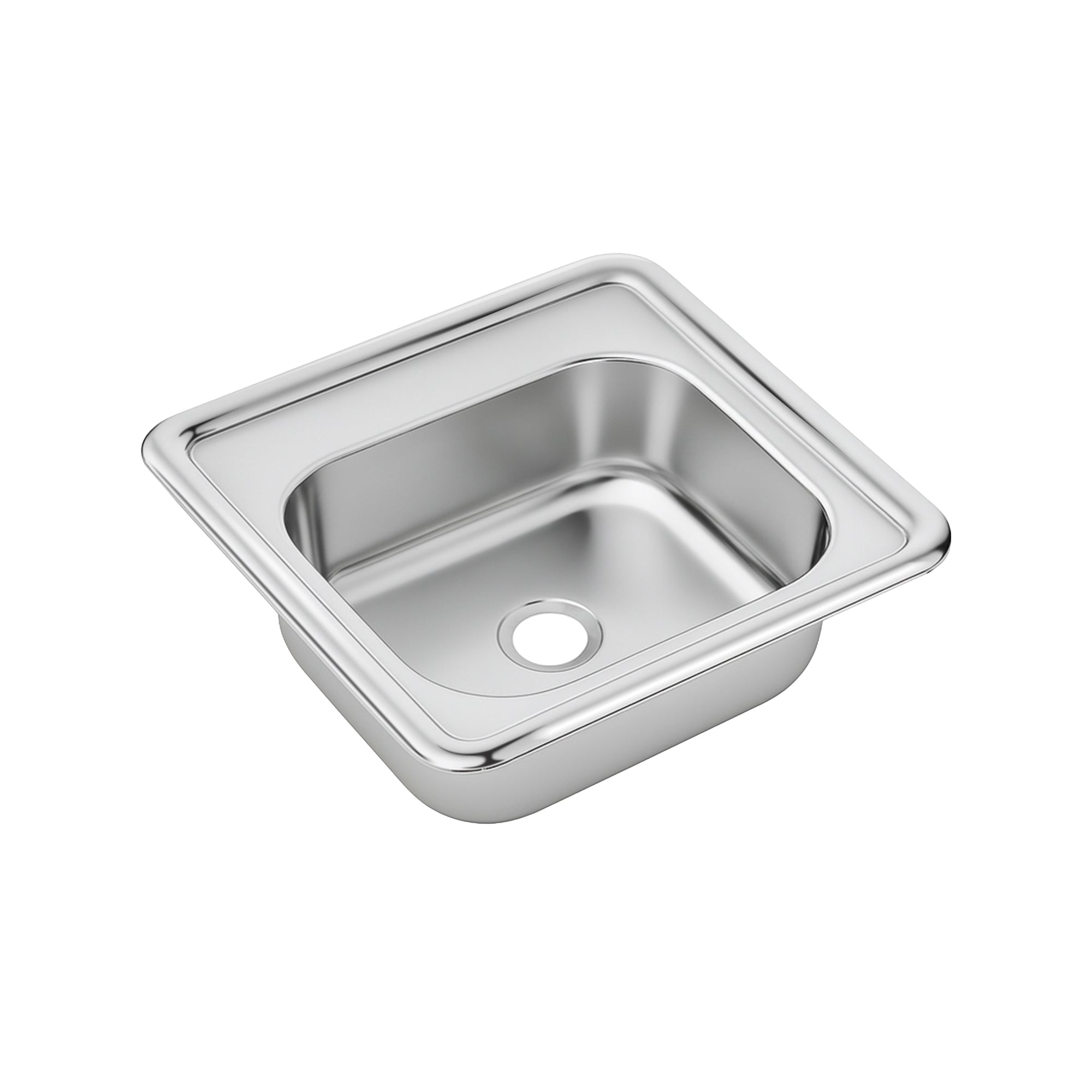 15" Square Stainless Steel Drop-In Entertainment/ Prep Sink With Polished Bowl
