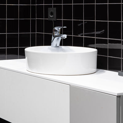 17" Round Above Mount/ Vessel Lavatory Basin With Single Faucet Drilling