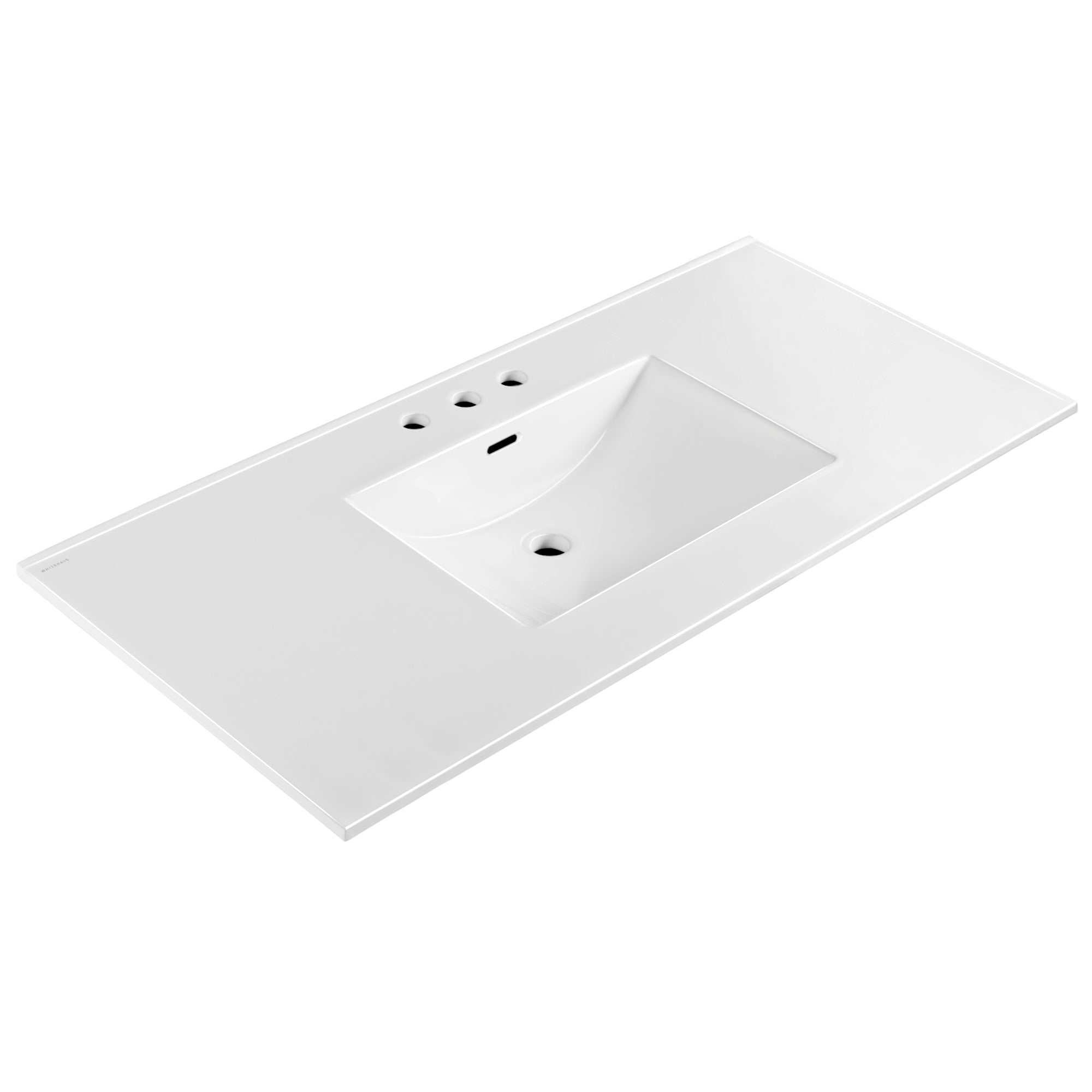 Countertop Vanity Sink with Integrated Rectangular Bowl, Faucet Drilling Options and Overflow