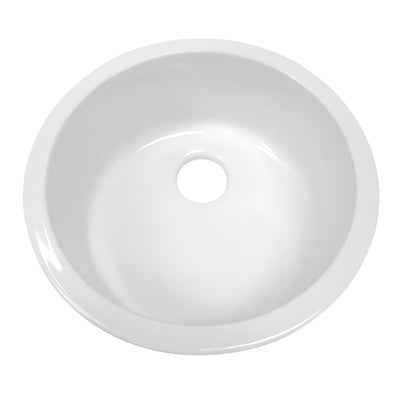 18" Circular Undermount/ Drop-In Fireclay Kitchen Sink with Rear Center Drain Location