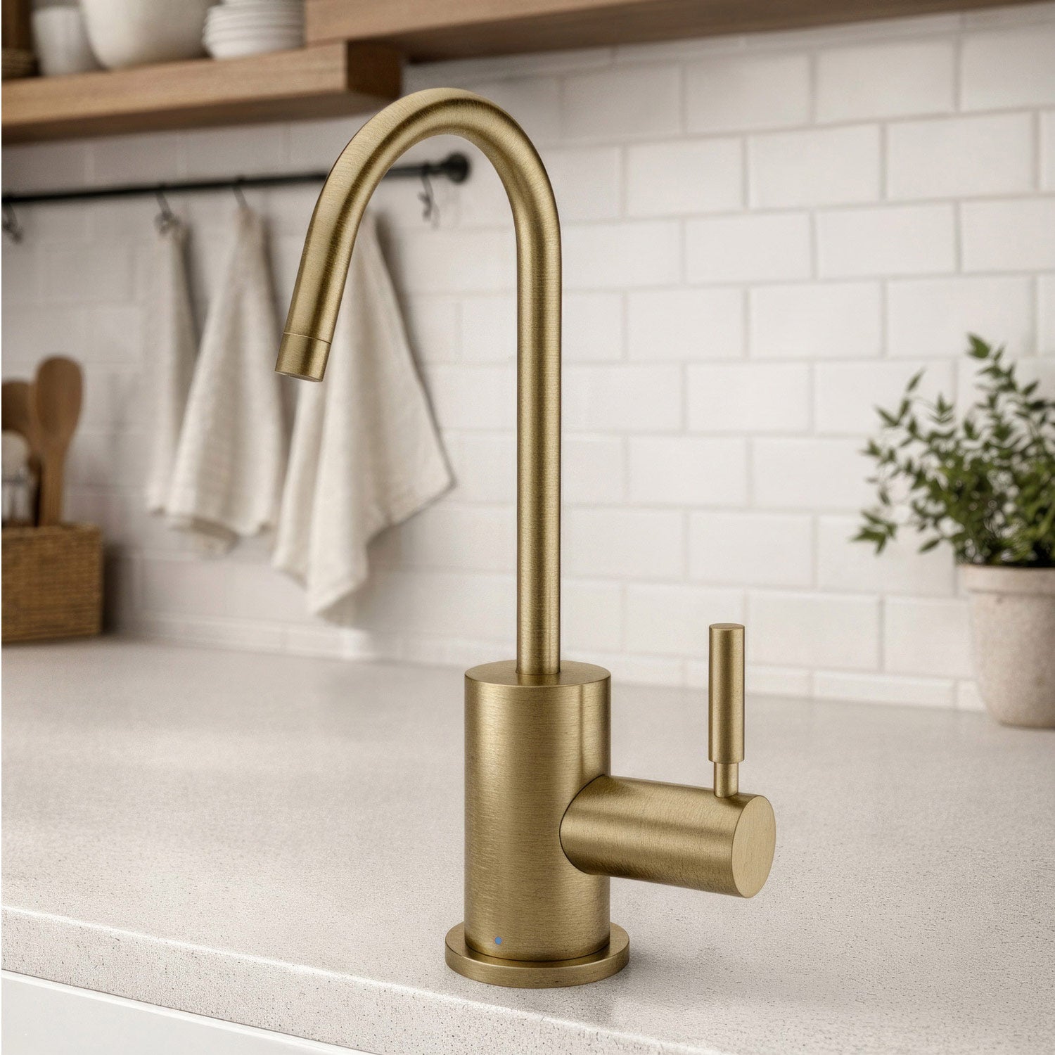 Point of Use Cold Water Drinking Faucet with Gooseneck Swivel Spout
