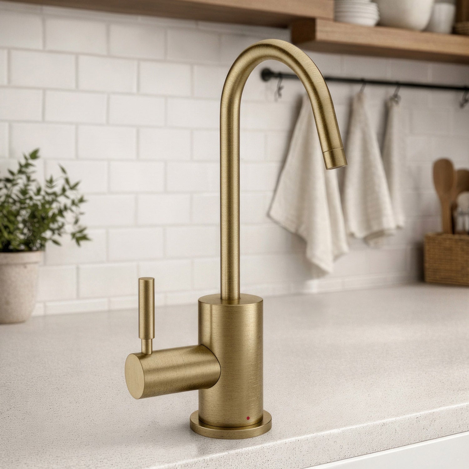 Point of Use Instant Hot Water Drinking Faucet with Gooseneck Swivel Spout