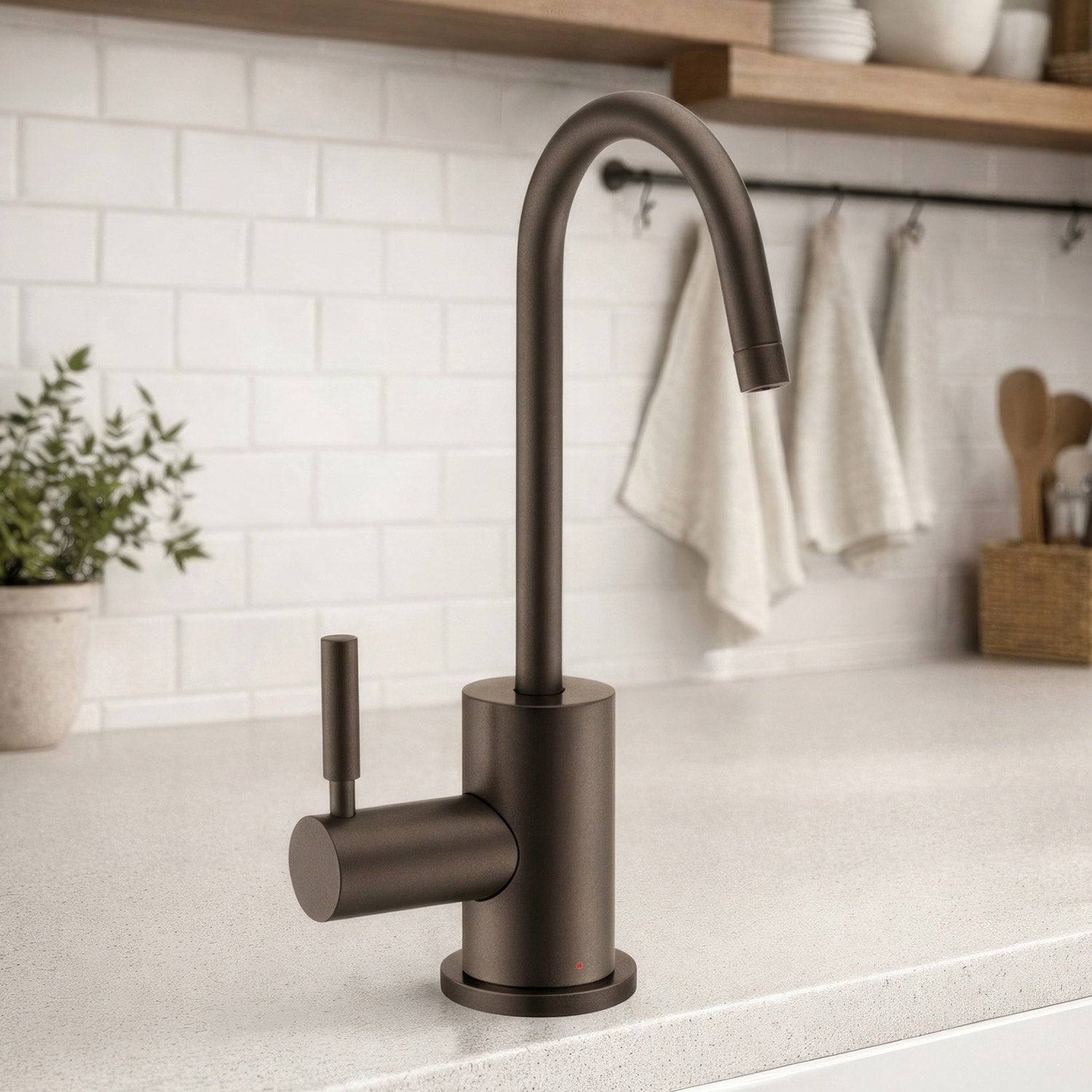 Point of Use Instant Hot Water Drinking Faucet with Gooseneck Swivel Spout