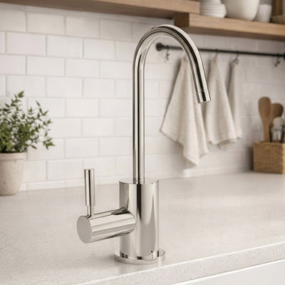 Point of Use Instant Hot Water Drinking Faucet with Gooseneck Swivel Spout