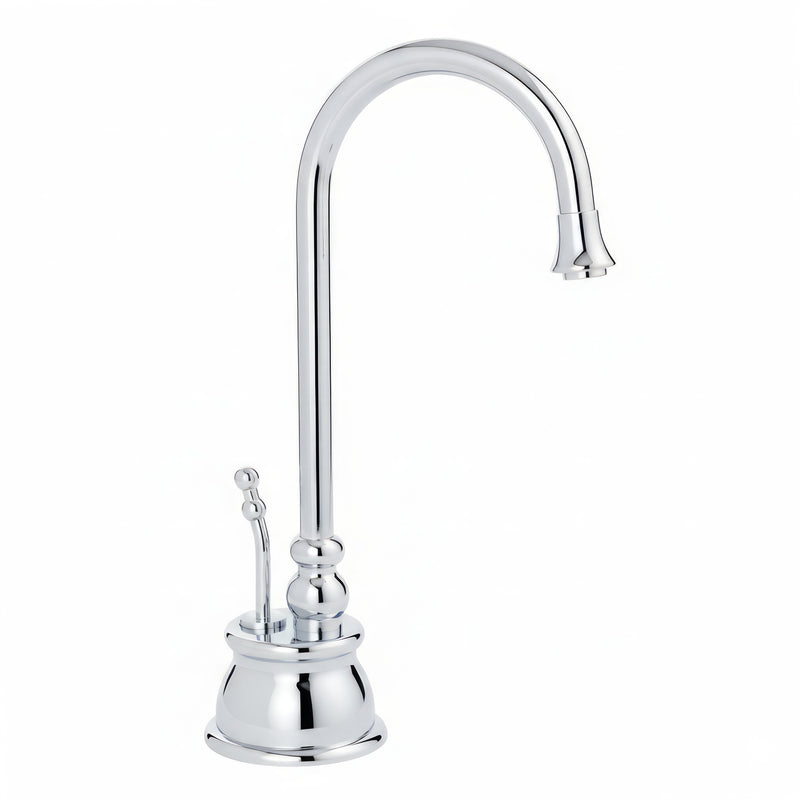 Point of Use Instant Hot Water Faucet with Gooseneck Spout and Self Closing Handle
