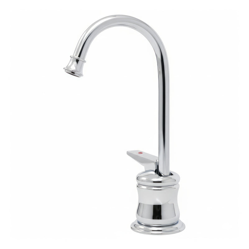 Point of Use Instant Hot Water Faucet with Gooseneck Spout and Self Closing Handle