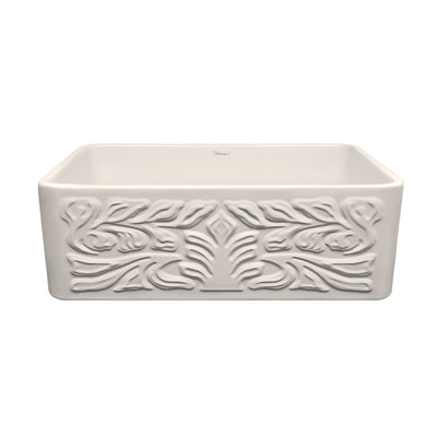 Reversible 30" Fireclay kitchen sink with Gothic & Flutted front aprons