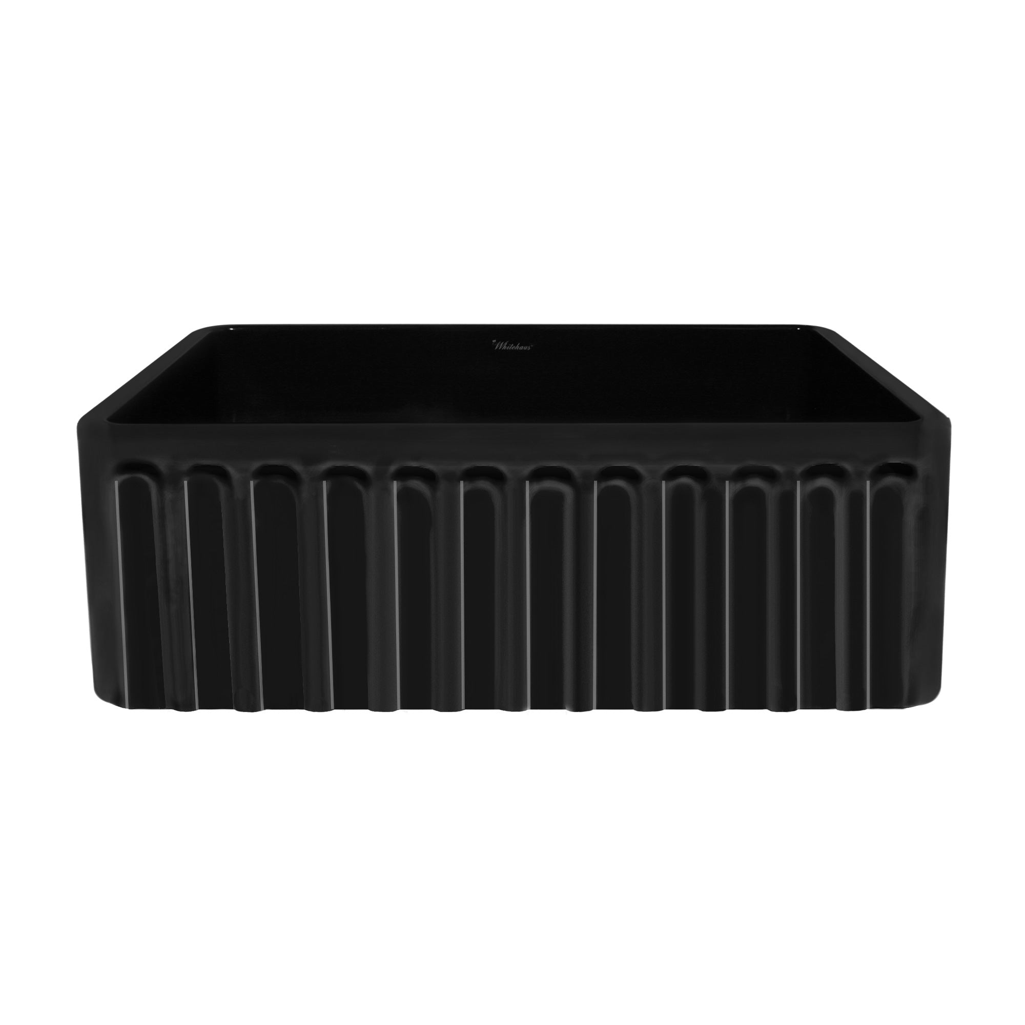 30" Reversible Single Bowl Fireclay Kitchen Sink: Roman Floral & Fluted Front Apron