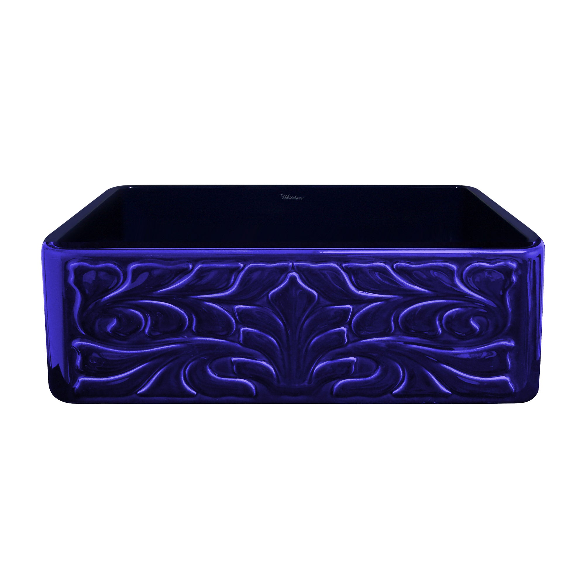 30" Reversible Single Bowl Fireclay Kitchen Sink: Roman Floral & Fluted Front Apron