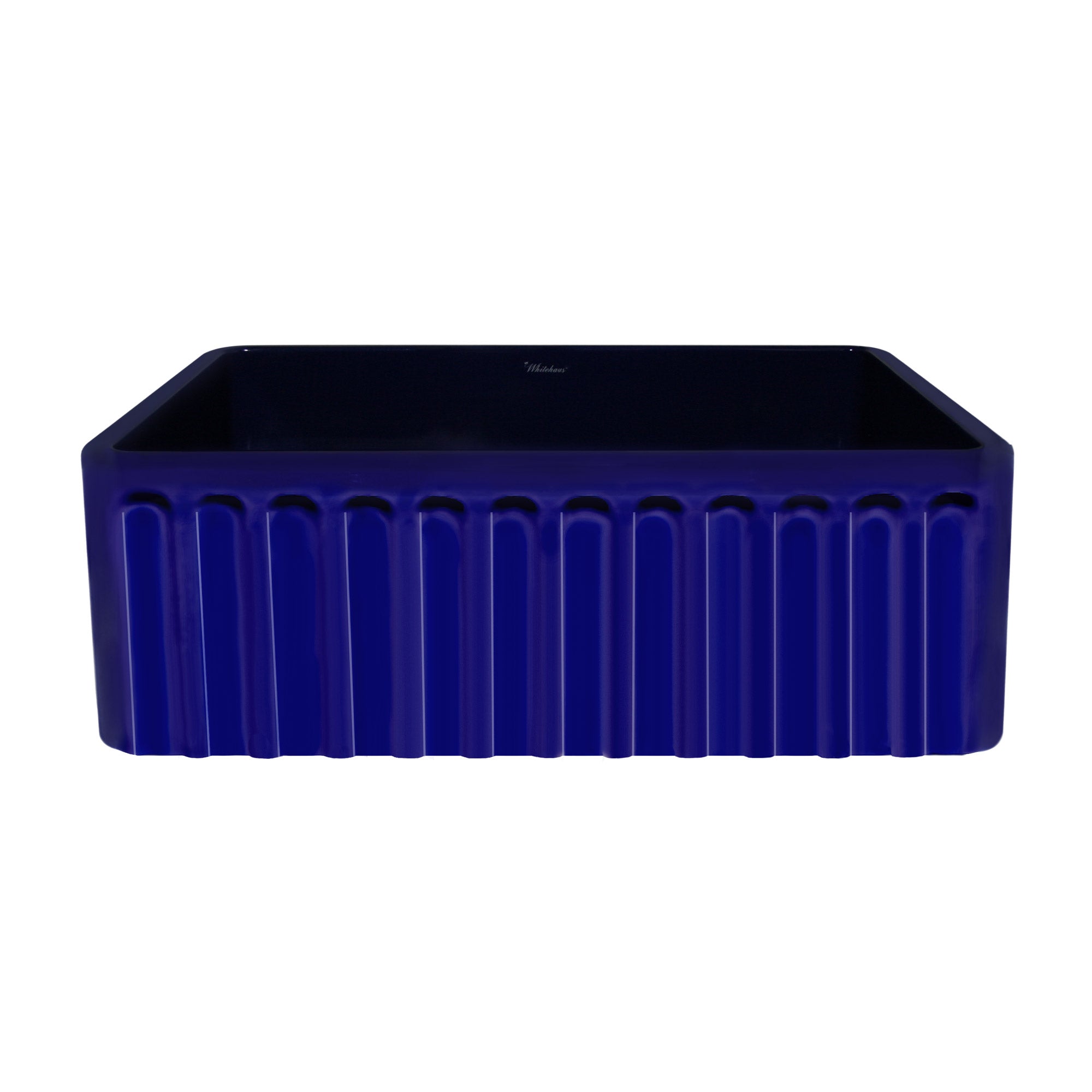 30" Reversible Single Bowl Fireclay Kitchen Sink: Roman Floral & Fluted Front Apron