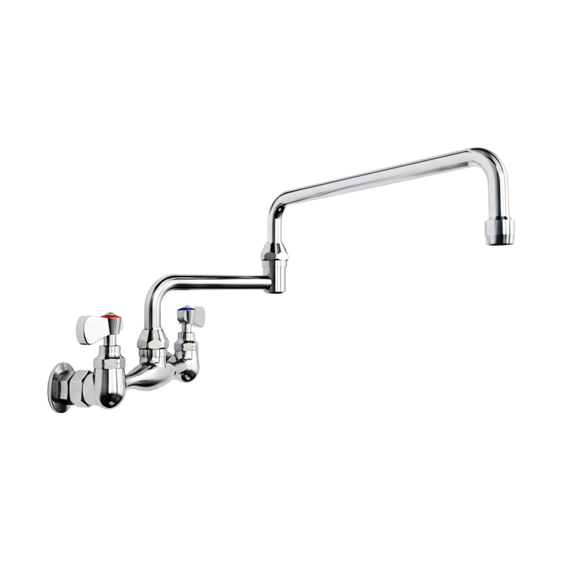 Solid brass wall mount utility faucet with double jointed retractable swing spout and lever handles