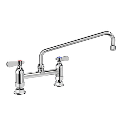Solid brass utility bridge faucet with an extended swivel spout and lever handles