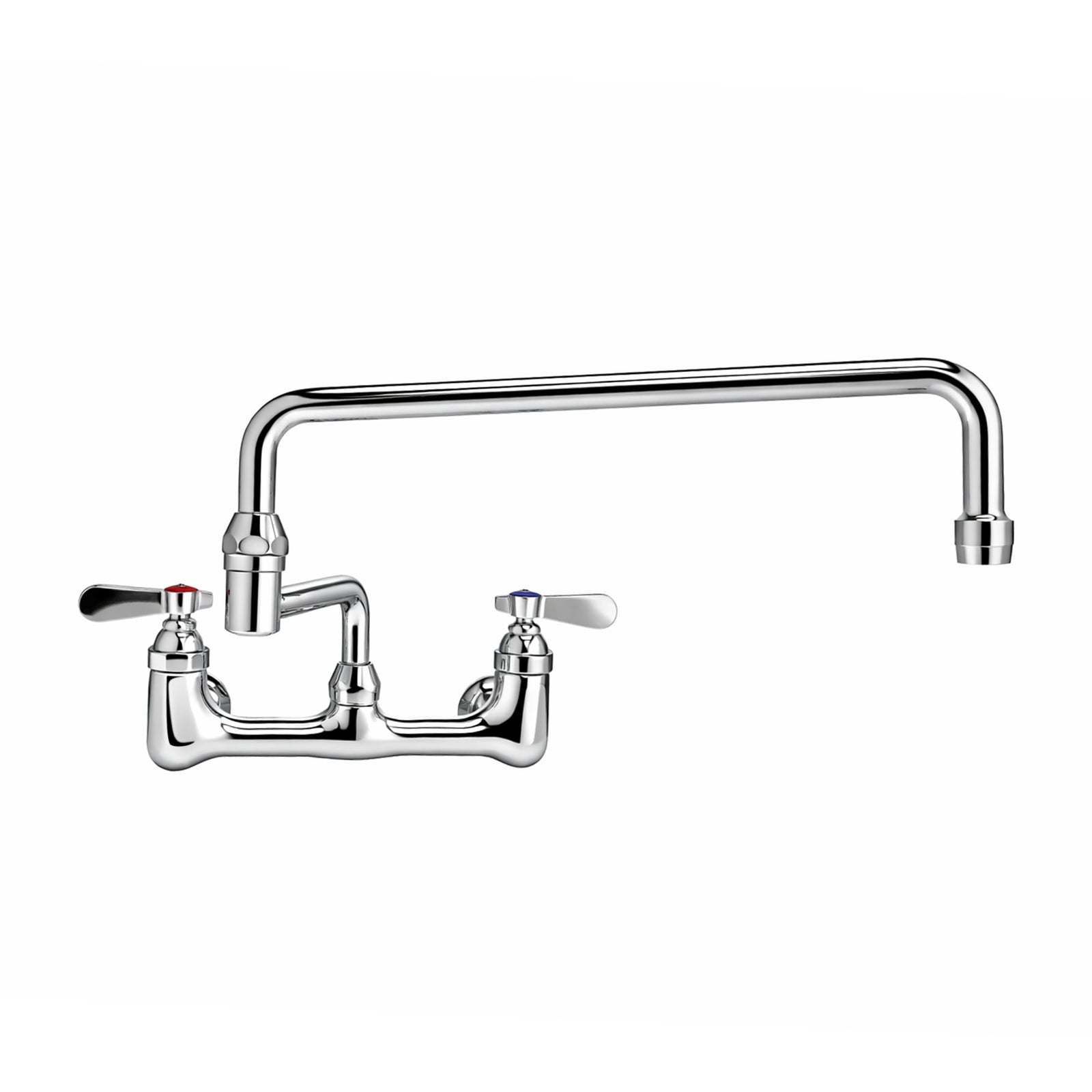Solid brass wall mount utility faucet with double jointed retractable swing spout and lever handles