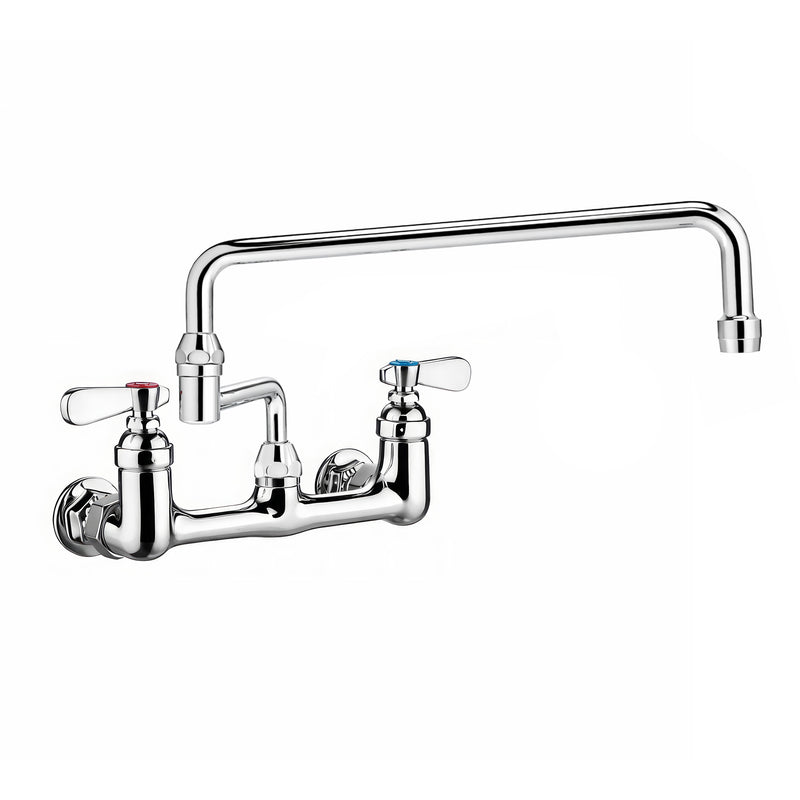 Solid brass wall mount utility faucet with double jointed retractable swing spout and lever handles