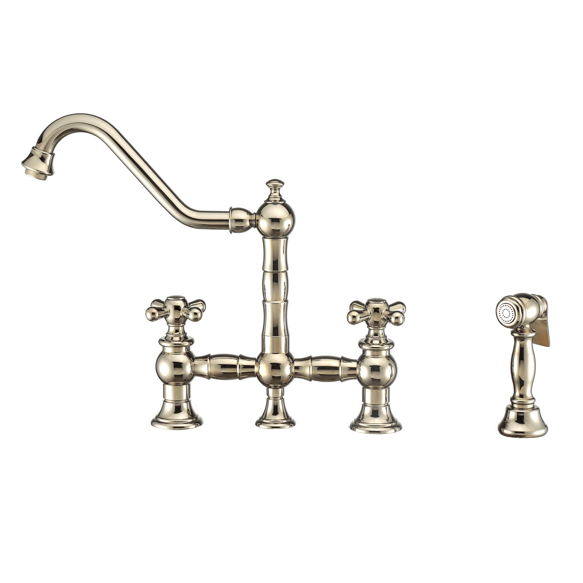 ナリタブライアン Bridge Faucet with Long Traditional Swivel Spout, Cross