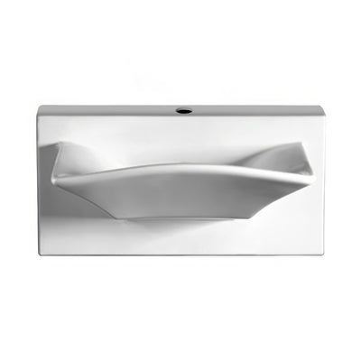 28" Rectangular Wall Mount Basin, Single Faucet Drilling and Rear Center Drain Location