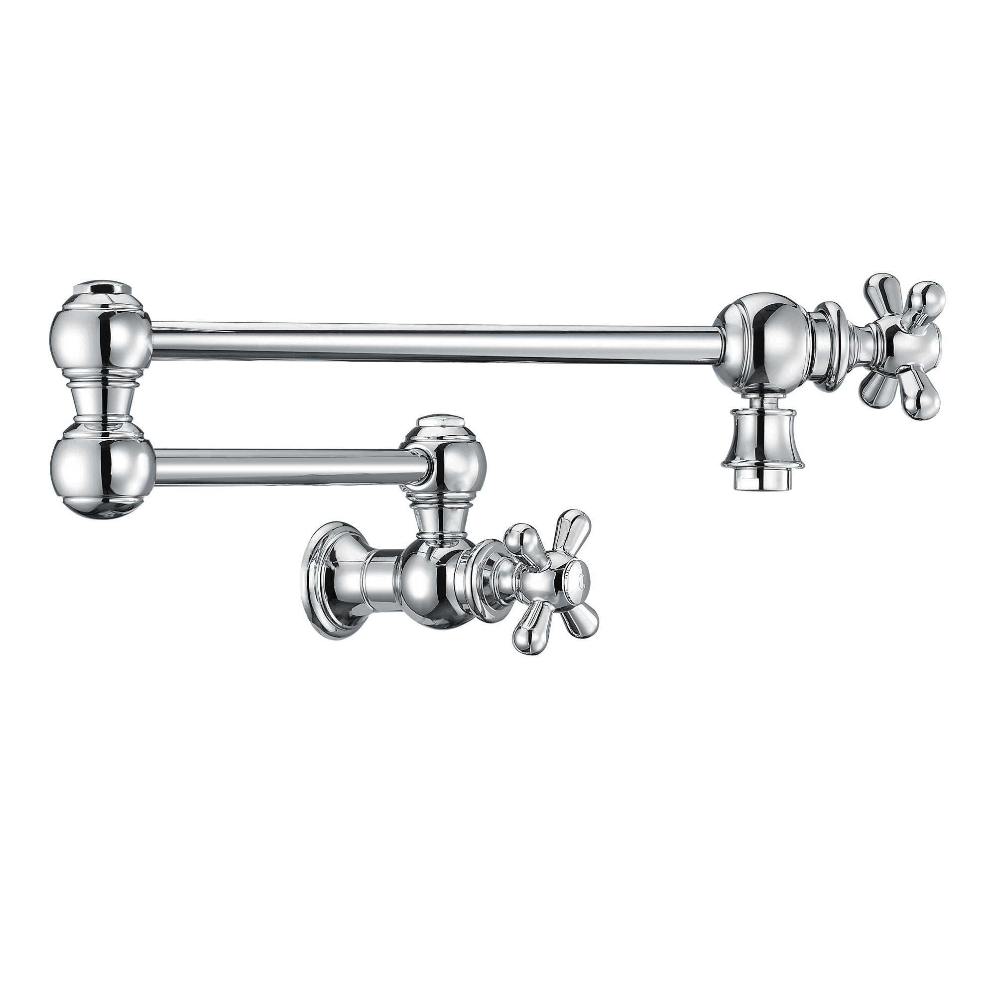Bridge Faucet with Long Gooseneck Swivel Spout, Cross Handles and Solid  Brass Side Spray
