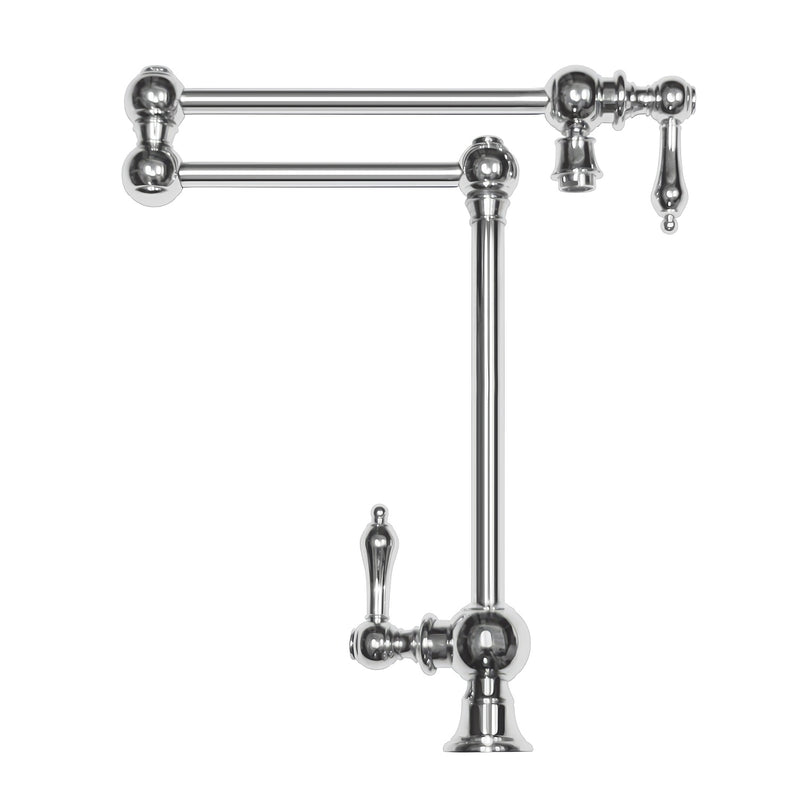 Deck Mount Retractable Swing Spout Pot Filler with Lever Handles and Swivel Aerator