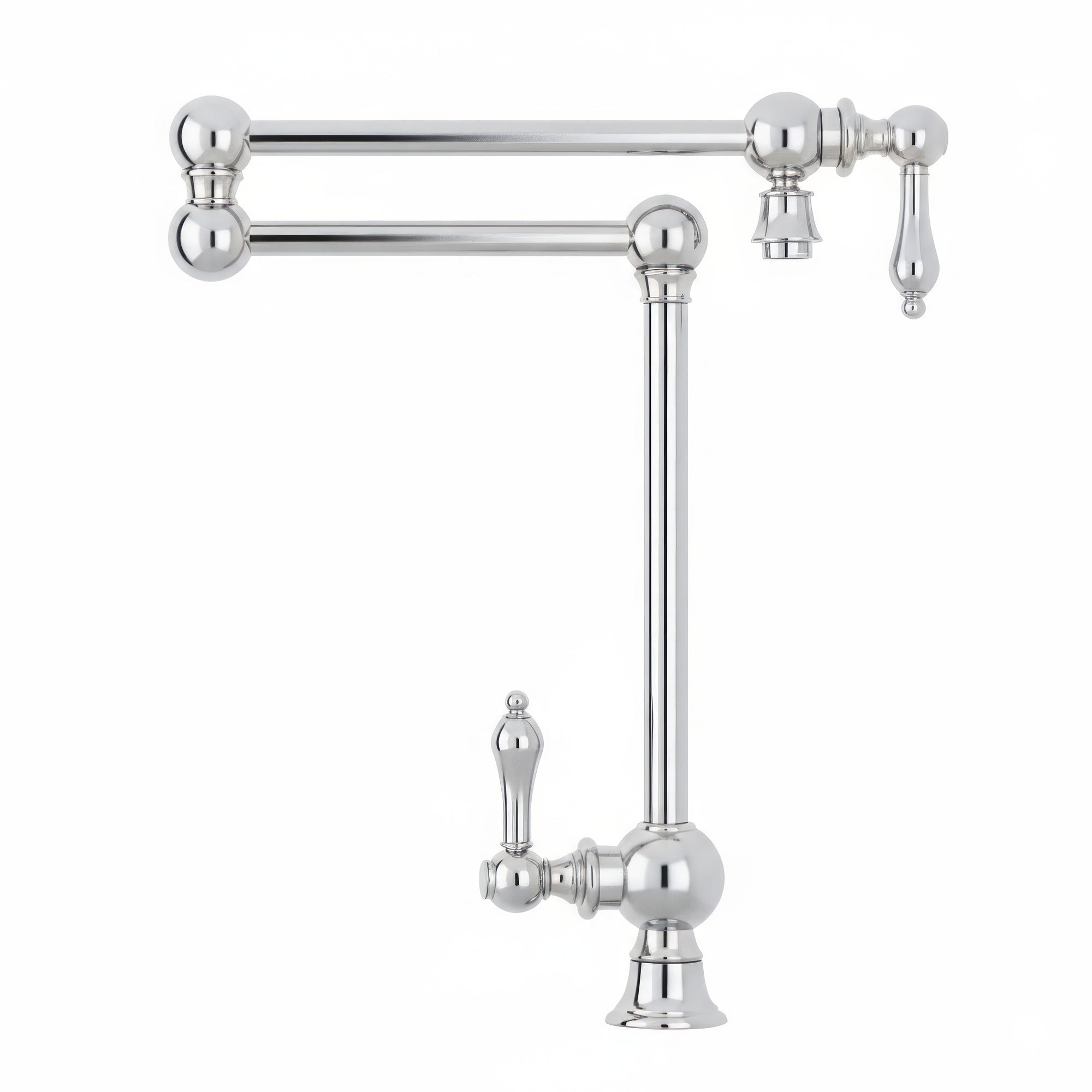 Deck Mount Retractable Swing Spout Pot Filler with Lever Handles and Swivel Aerator