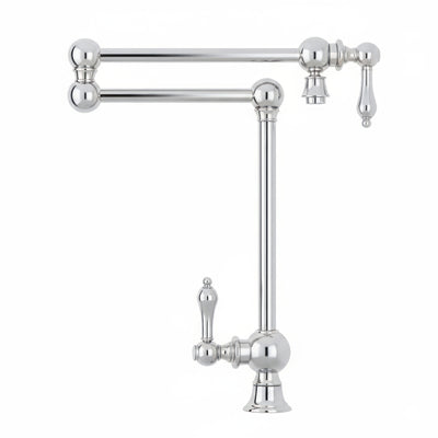 Deck Mount Retractable Swing Spout Pot Filler with Lever Handles and Swivel Aerator