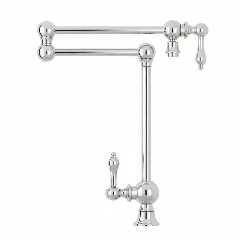 Deck Mount Retractable Swing Spout Pot Filler with Lever Handles and Swivel Aerator