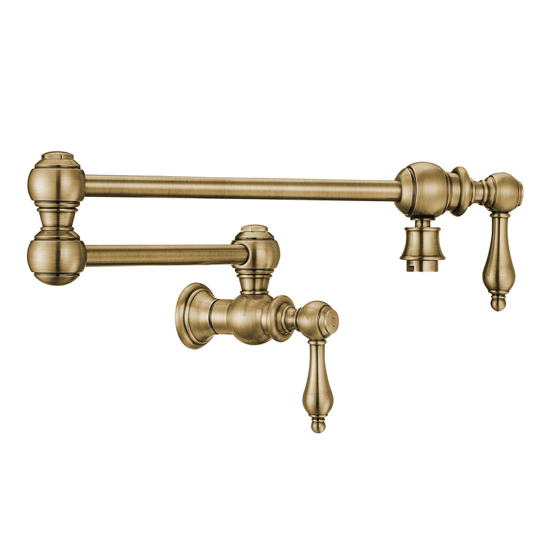 Wall Mount Retractable Swing Spout Pot Filler with Lever Handles