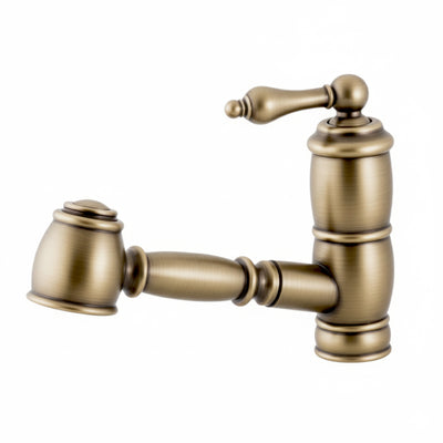 Solid brass deck mount single-hole kitchen faucet with a pull-out spray head and lever handle
