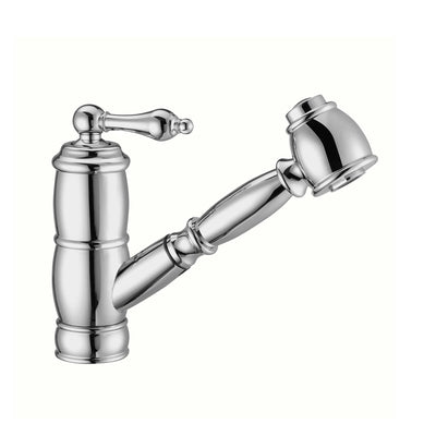 Solid brass deck mount single-hole kitchen faucet with a pull-out spray head and lever handle
