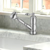 Single hole, single lever faucet with a pull-out spray head