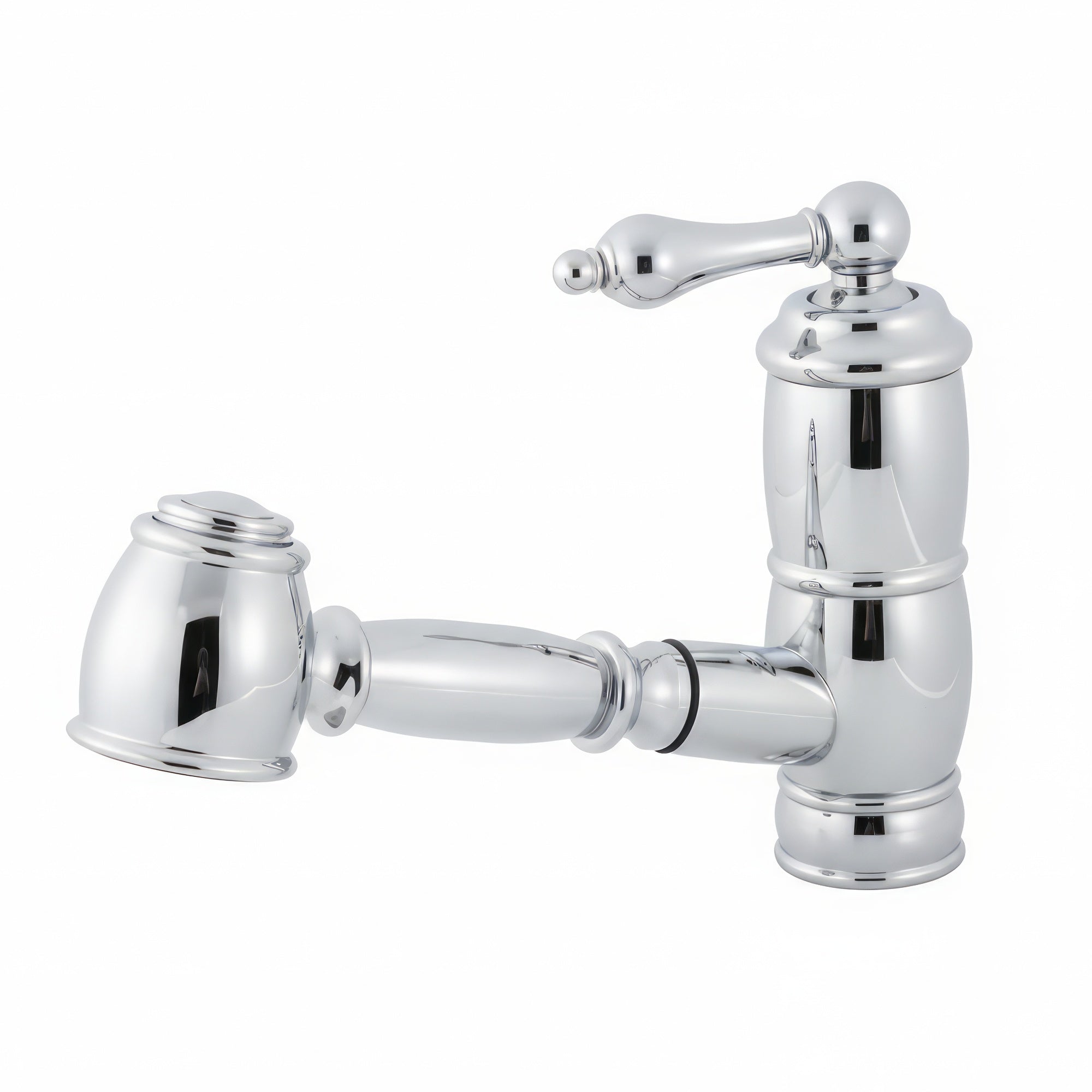 Solid brass deck mount single-hole kitchen faucet with a pull-out spray head and lever handle