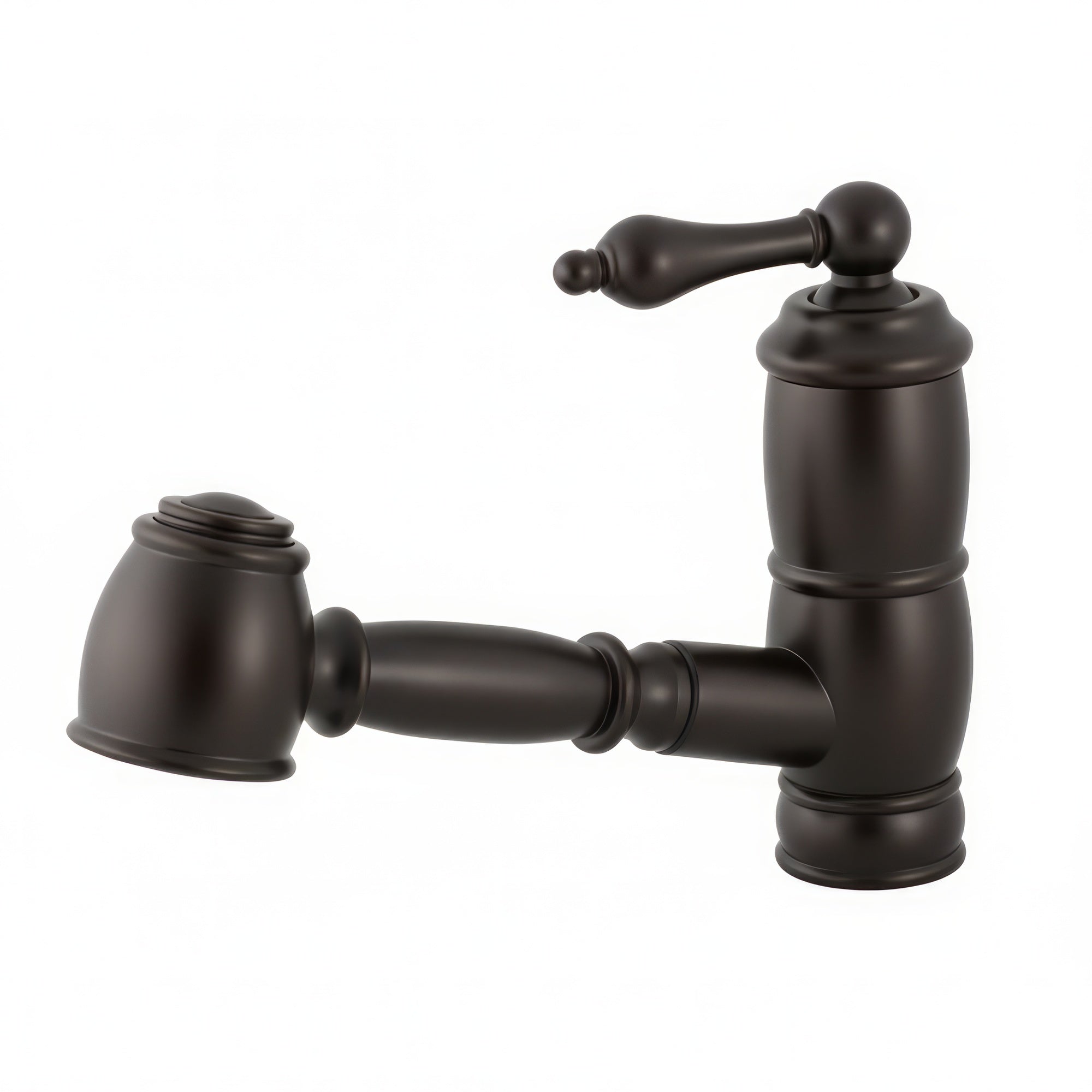 Solid brass deck mount single-hole kitchen faucet with a pull-out spray head and lever handle