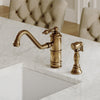 Single lever faucet with traditional swivel spout and solid brass side spray