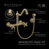 Wall Mount Faucet with a  Long Traditional Swivel Spout, Cross Handles and Solid Brass Side Spray