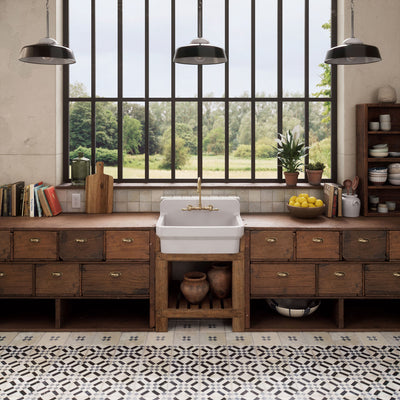 Wall Mount Faucet with a Long Gooseneck Swivel Spout, Lever Handles and Solid Brass Side Spray