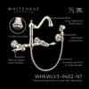 Wall Mount Faucet with a  Long Traditional Swivel Spout, Lever Handles and Solid Brass Side Spray