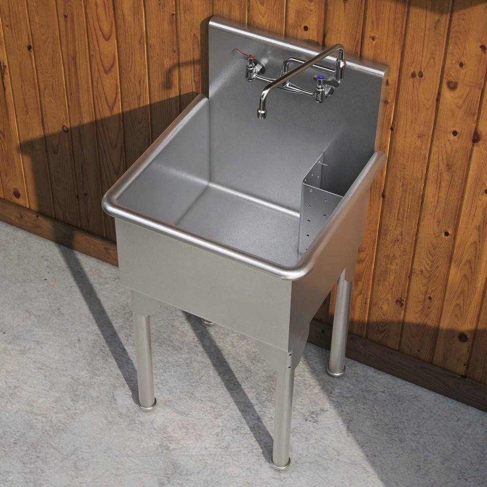 23" Pearlhaus Stainless steel small square, single bowl freestanding utility sink