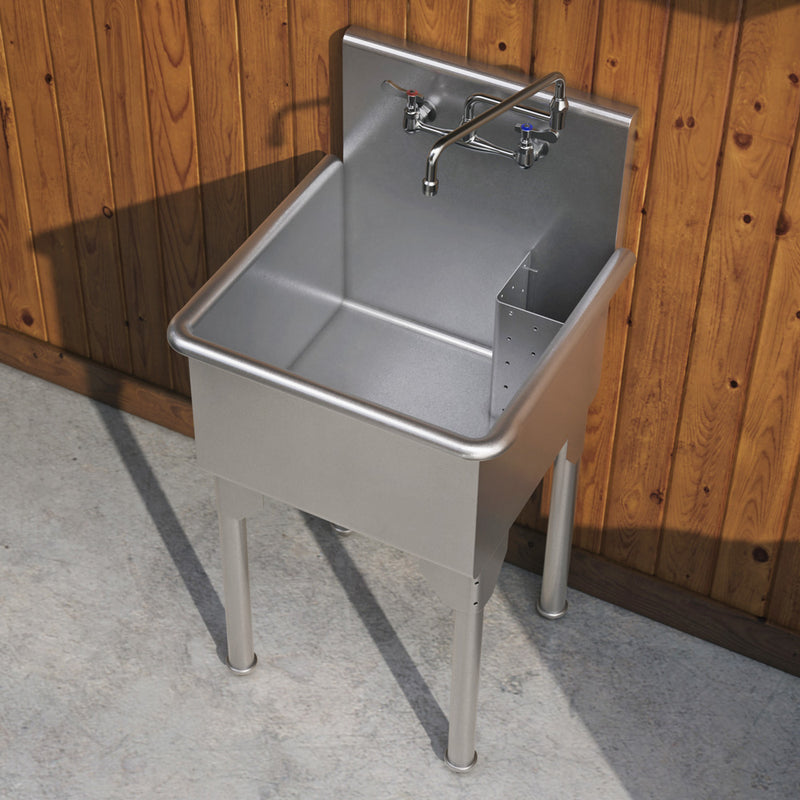 23" Pearlhaus Stainless steel small square, single bowl freestanding utility sink