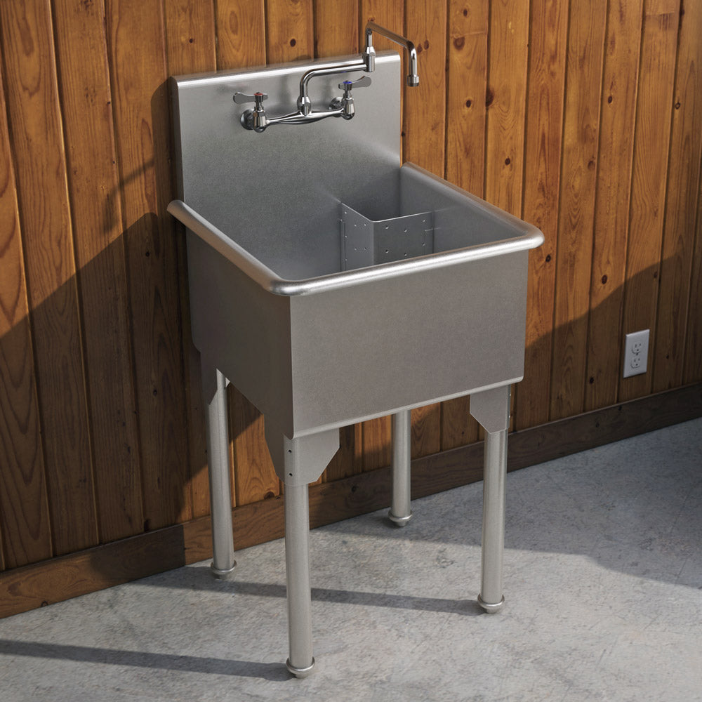 23" Pearlhaus Stainless steel small square, single bowl freestanding utility sink